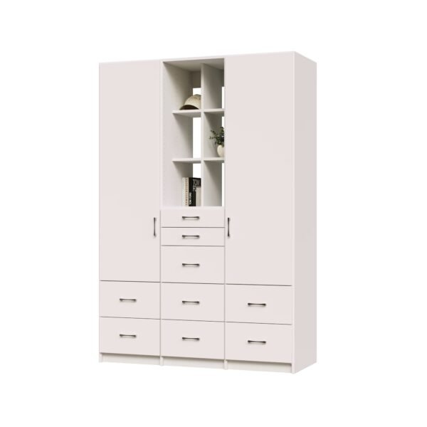 Executive Wardrobe Closet System with Drawers, Hanging and Cubby Storage