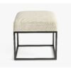 52 Upholstered Square Ottoman with Gold Metal Frame and Padded Seat