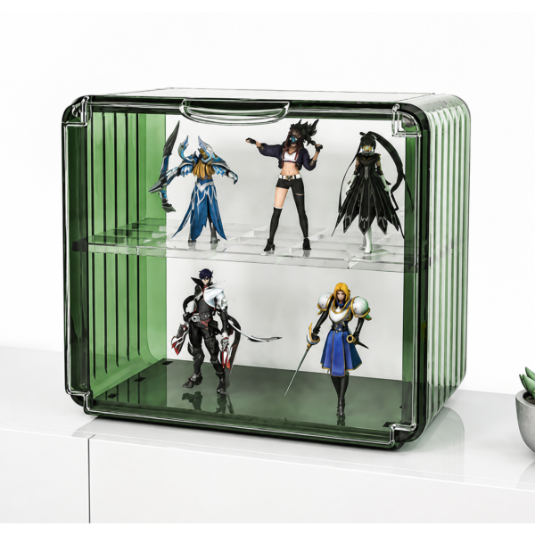 Adjustable Two Tier Green Acrylic Desk Organizer Storage Shelf Rack
