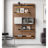 Modern Five Tier Walnut Floating Bookshelf with LED Storage Shelves
