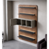 Modern Five Tier Walnut Floating Bookshelf with LED Storage Shelves