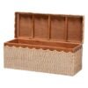 Natural Rattan Storage Bench with Lift-Top Lid Coastal Scallop Design