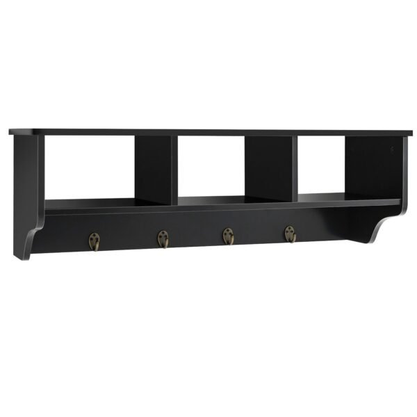 Wall Mount Entryway Coat Rack Shelf with Hooks and Storage