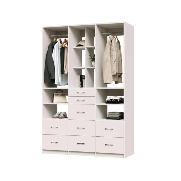 Executive Wardrobe Closet System with Drawers, Hanging and Cubby Storage