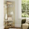5-Tier Corner Hall Tree with Shoe Storage Bench and Coat Hooks