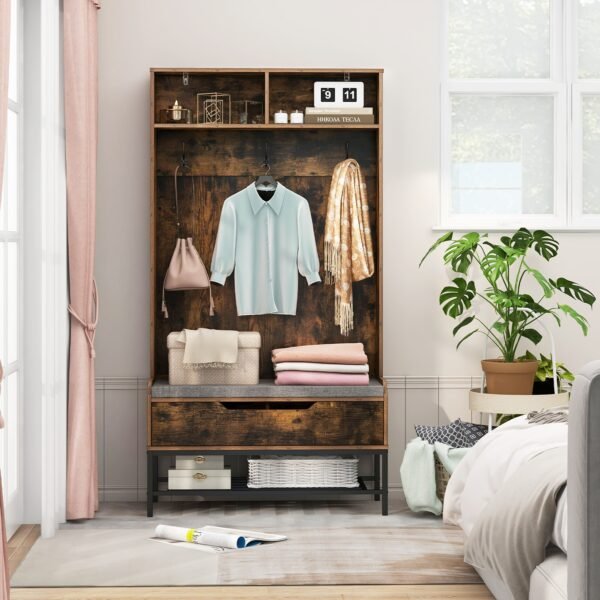 69-Inch Tall 4-in-1 Hall Tree with Shoe Storage and Bench