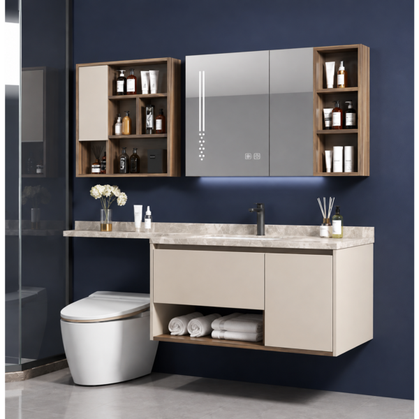 Modern Melamine Bathroom Vanity Cabinet with Spacious Organized Storage Solution