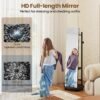 Coat Rack with Full-Length Mirror, Hooks, Shelves and Wheels