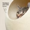 Modern Spherical Cat Bed with Faux Fur Cushion and Cozy Interior