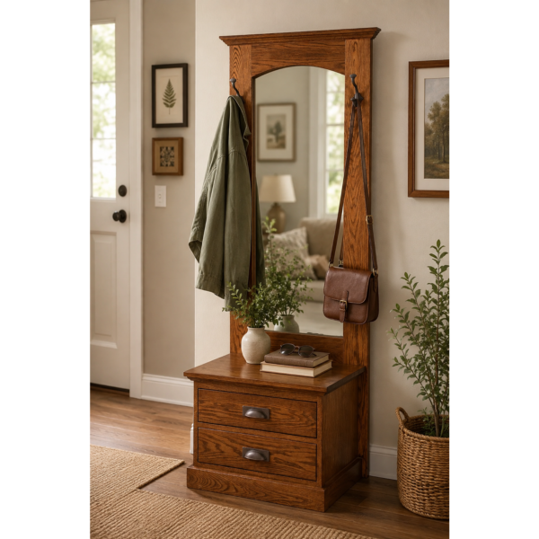 Elena Hall Tree with Mirror, Drawers and Coat Hooks