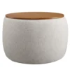 7 Round Upholstered Ottoman Coffee Table with Wooden Top Modern Design
