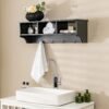 Wall Mount Entryway Coat Rack Shelf with Hooks and Storage