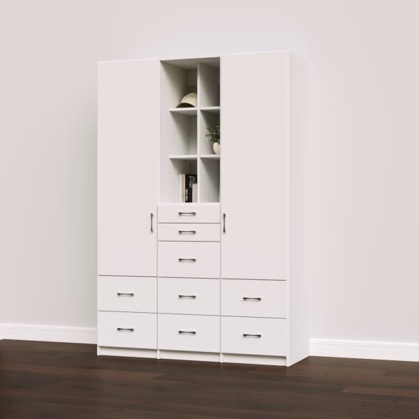 Executive Wardrobe Closet System with Drawers, Hanging and Cubby Storage