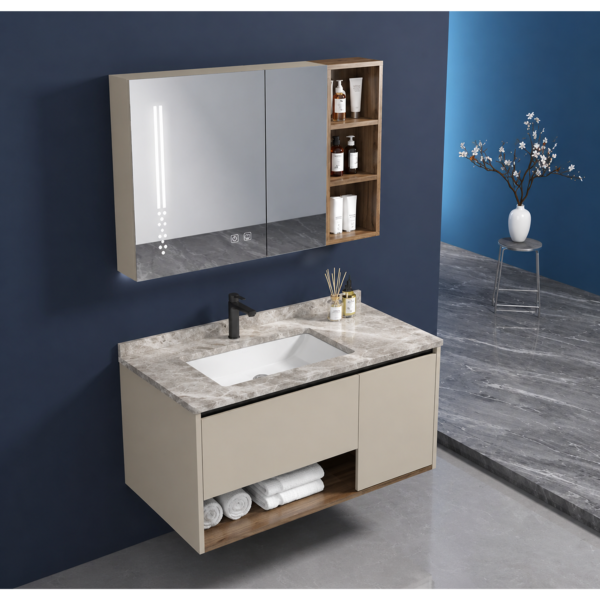 Modern Melamine Bathroom Vanity Cabinet with Spacious Organized Storage Solution