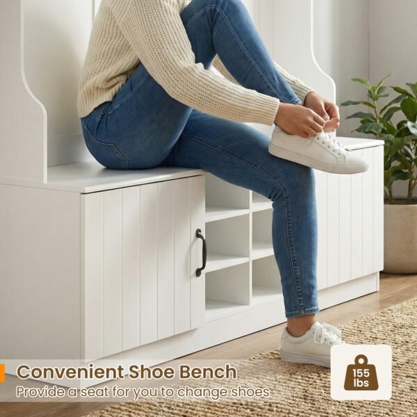 59-Inch 6-in-1 Hall Tree with Bench, Hooks and Shoe Storage