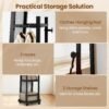 Coat Rack with Full-Length Mirror, Hooks, Shelves and Wheels