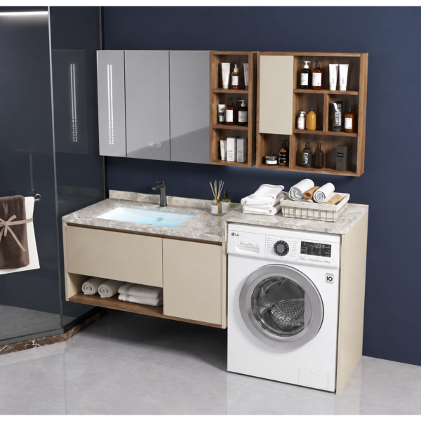 Modern Melamine Bathroom Vanity Cabinet with Spacious Organized Storage Solution