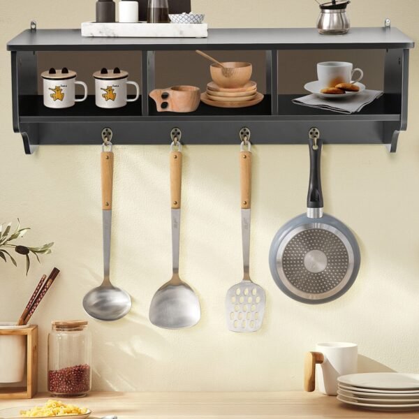 Wall Mount Entryway Coat Rack Shelf with Hooks and Storage