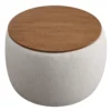 9 Round Upholstered Ottoman Coffee Table with Wooden Top Modern Design