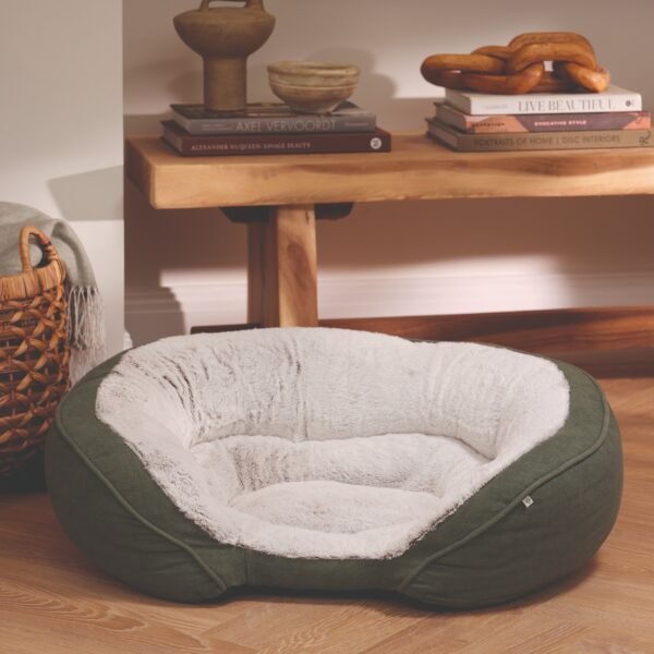 Memory Foam Oval Bolstered Dog Bed with Soft Chenille Cover