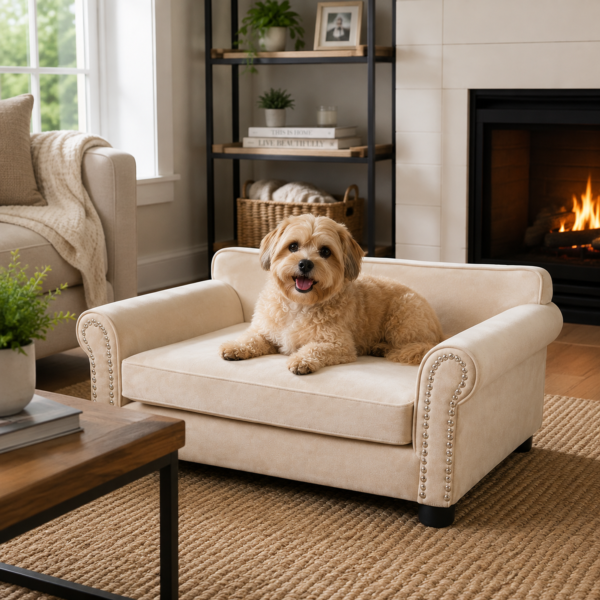 Sofa Pet Bed with Removable Washable Cover and Supportive Cushion
