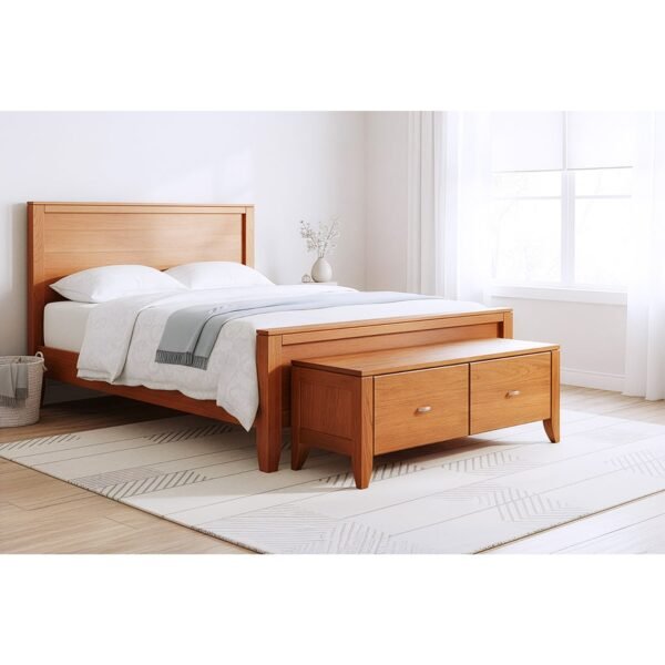 Modern Solid Wood Storage Cabinet Bench With Two Drawers