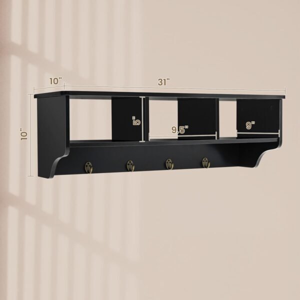 Wall Mount Entryway Coat Rack Shelf with Hooks and Storage