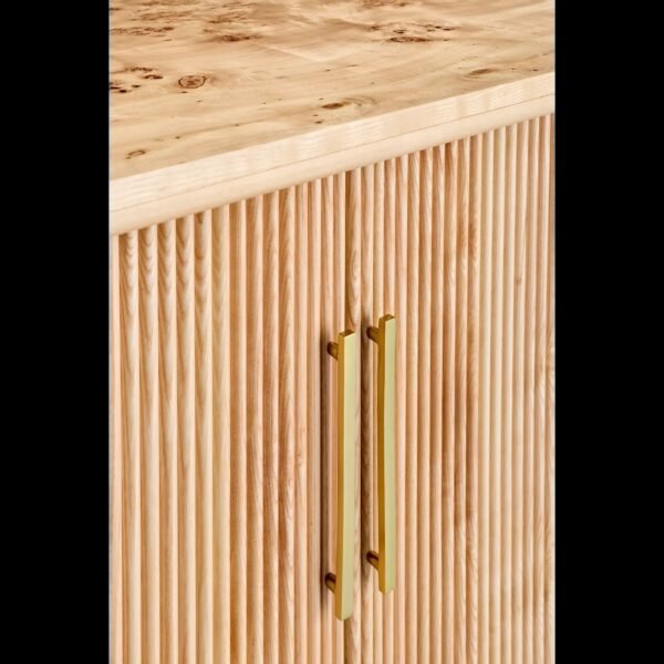 Tall Fluted Bar Cabinet in Burl Wood