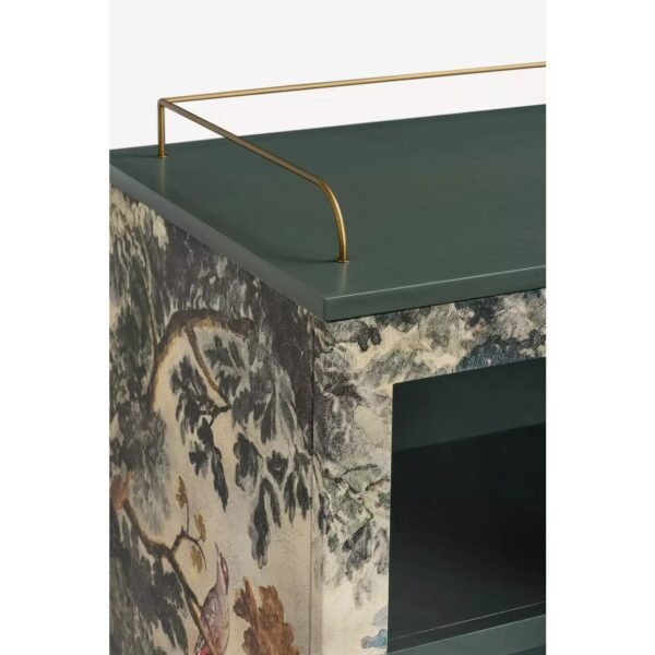 Bar Cabinet with Printed Canvas Inlay Panel