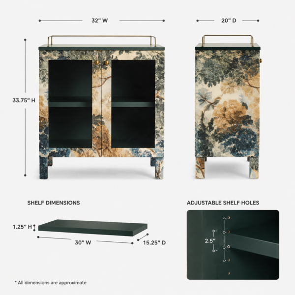 Bar Cabinet with Printed Canvas Inlay Panel
