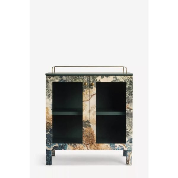 Bar Cabinet with Printed Canvas Inlay Panel