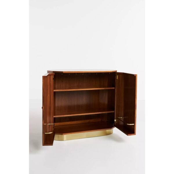 Bar Cabinet with Marquetry Top and Brushed Brass Base