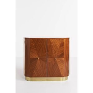 Bar Cabinet with Marquetry Top and Brushed Brass Base