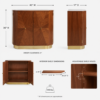 Bar Cabinet with Marquetry Top and Brushed Brass Base