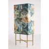 Tapestry-Inspired Bar Cabinet with Brass-Accented Doors
