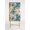 Tapestry-Inspired Bar Cabinet with Brass-Accented Doors