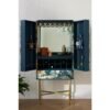 Tapestry-Inspired Bar Cabinet with Brass-Accented Doors