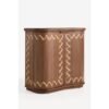 Solid Eucalyptus Wood Bar Cabinet with Wavy Inlay Detail