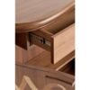 Solid Eucalyptus Wood Bar Cabinet with Wavy Inlay Detail