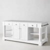 84" Kitchen Island with Polished Nickel Base and Marble Top