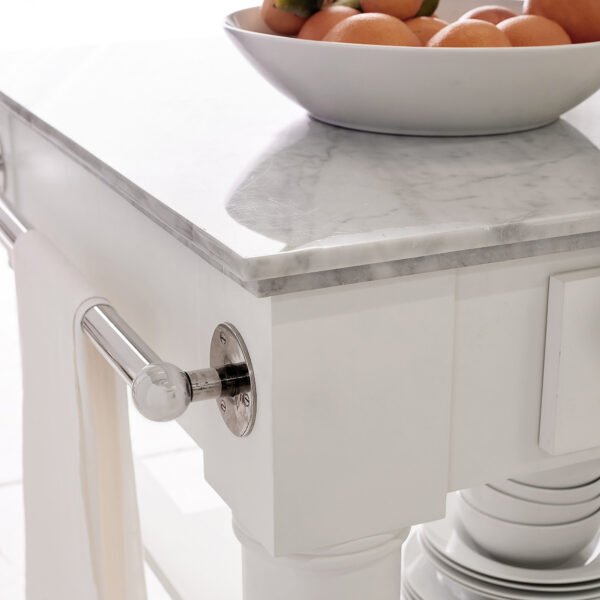 84" Kitchen Island with Polished Nickel Base and Marble Top