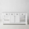 84" Kitchen Island with Polished Nickel Base and Marble Top