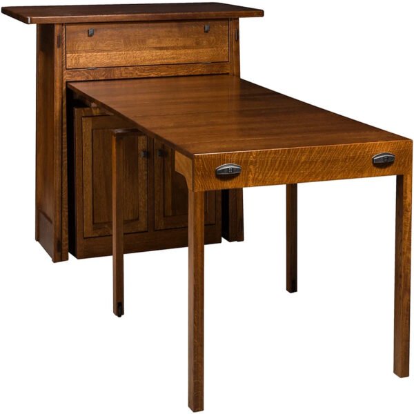 Solid Wood Kitchen Island with Pull-Out Extension Table