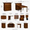 Solid Wood Kitchen Island with Pull-Out Extension Table
