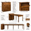 Solid Wood Kitchen Island with Pull-Out Table and Ebony Inlays