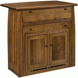 Solid Wood Kitchen Island with Pull-Out Table and Ebony Inlays