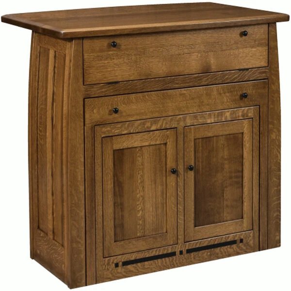 Solid Wood Kitchen Island with Pull-Out Table and Ebony Inlays