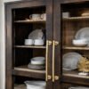 Solid Wood Display Cabinet with Beveled Glass Doors