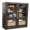 Solid Wood Display Cabinet with Beveled Glass Doors