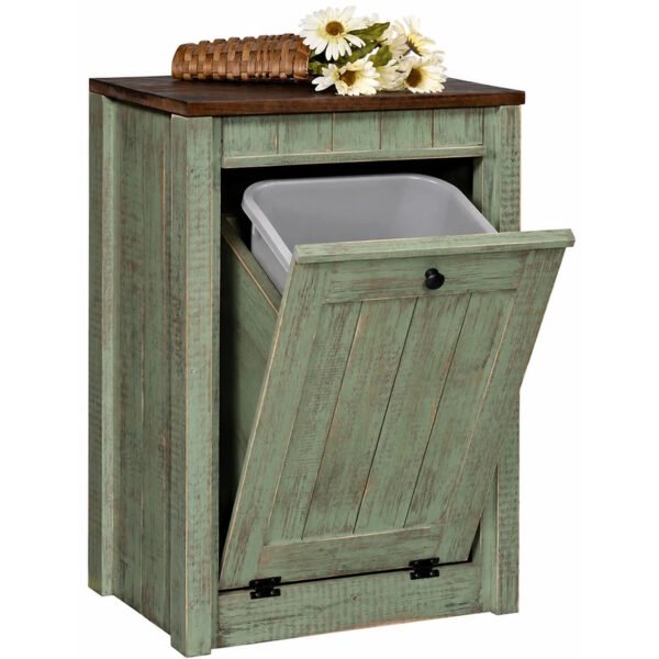 Solid Wood Cabinet with Single Tilt-Out Trash Bin